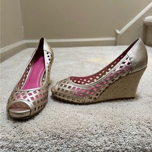Lily Pulitzer Gold Wedge Heels